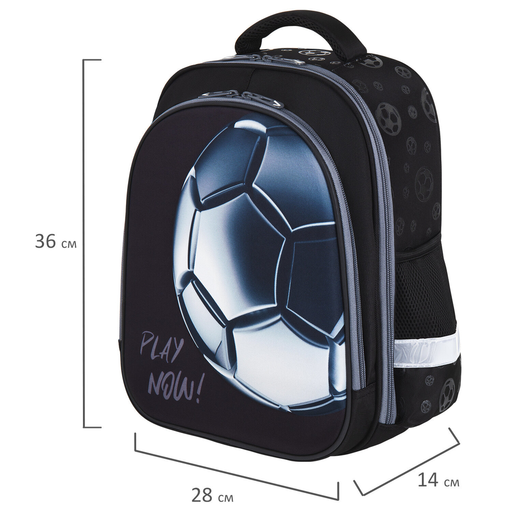 Ранец BRAUBERG KIDS STANDARD, 2 отделения, "Score ball", 3D панель, 36х28х14 см, 272037