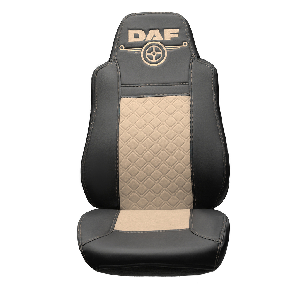Чехлы DAF XF-105 (экокожа, черный, бежевая вставка)