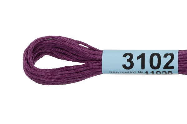 Мулине Gamma 100% хлопок, цв.3102 гр.фиолетовый, 24 мотка по 8 метров