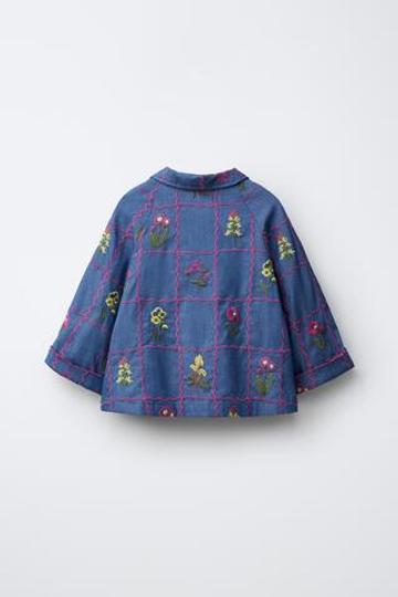 ZARA РУБАШКА С ВЫШИВКОЙ, ИНДИГО