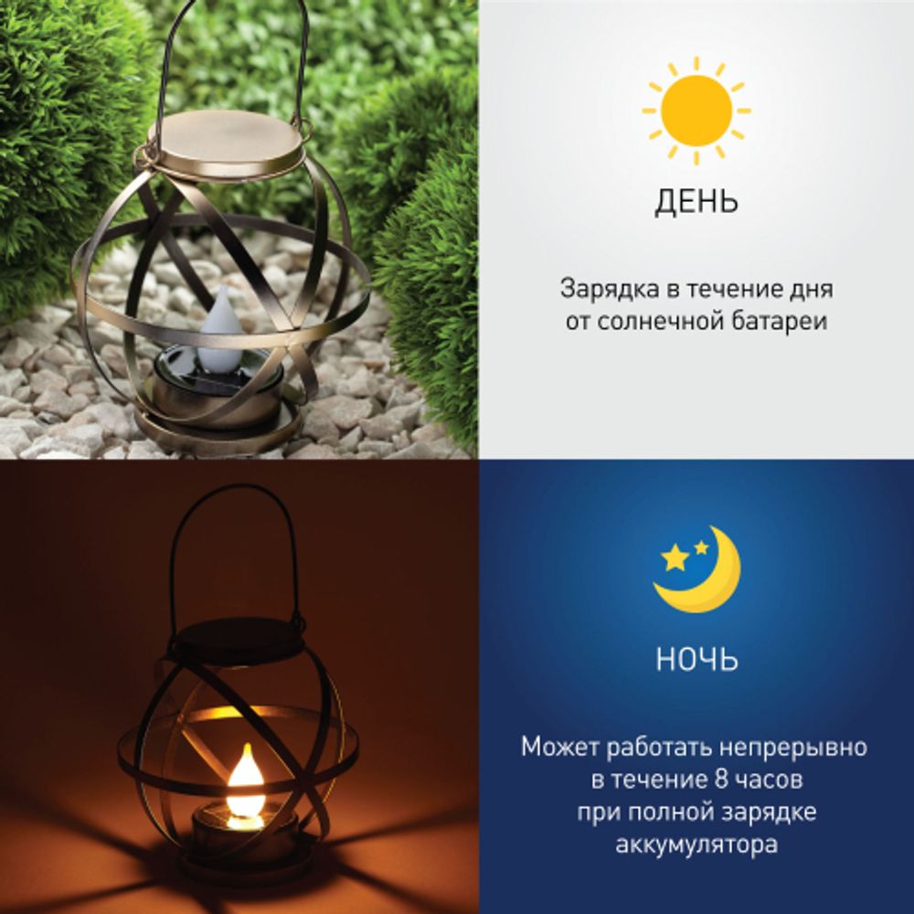 Светильник уличный ЭРА ERASFM-01 на солнечной батарее садовый Лофт подвесной с ручкой металл 26 см | Садовые декоративные светильники