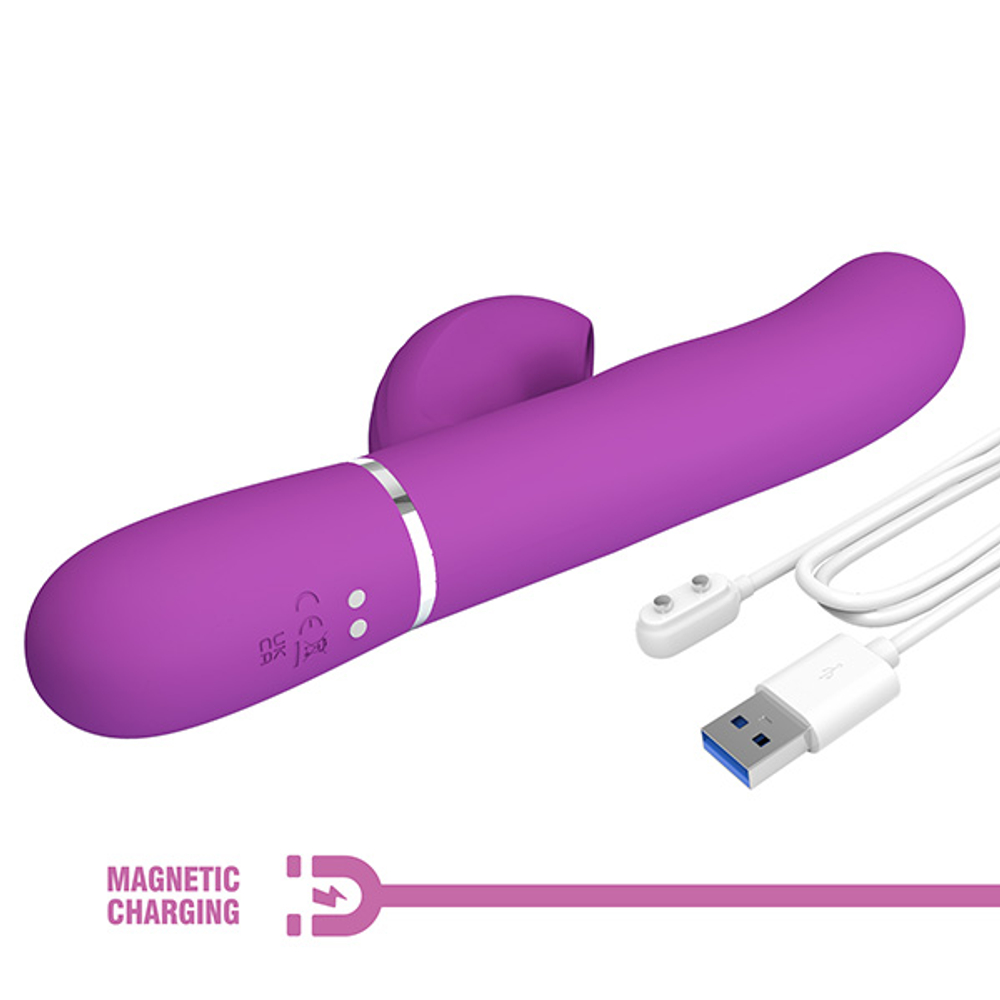 Фиолетовый вибратор-кролик 22,8см с пульсацией Pretty Love Perdita BW-500015-3