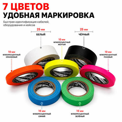 Клейкая лента @TrueGaff - Гаффа тейп 10мм/6м и 25мм/6м - Micro gaffer set