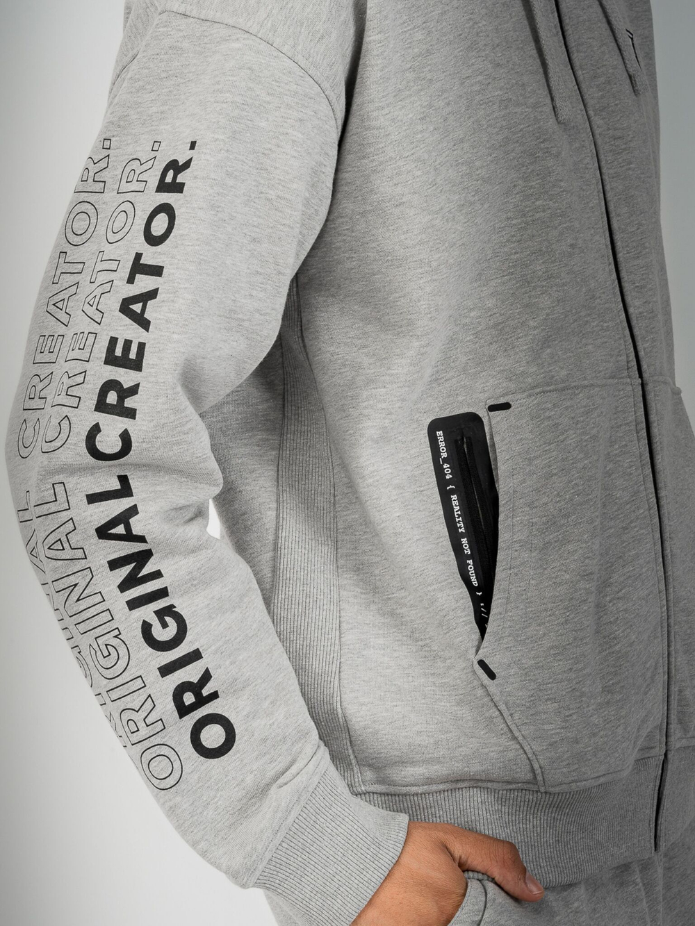 Толстовка мужская ORIGINAL CREATOR ERROR_404 ZIP HOODIE, Серый