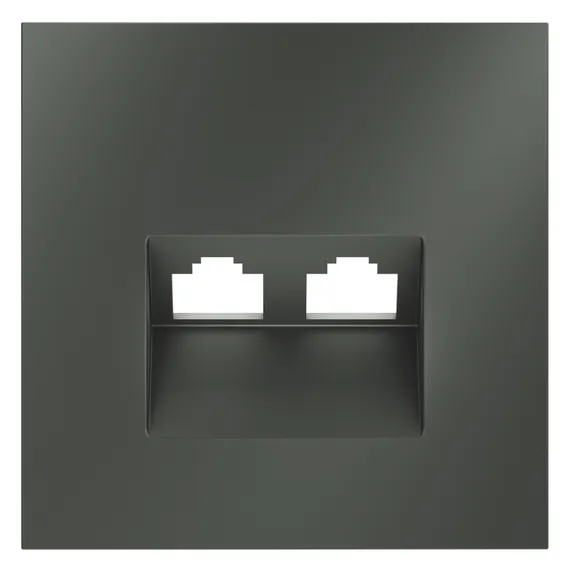 Накладка для розетки компьютерной двойной RJ45+RJ45 кат.6 Voltum S70 Титан VLS001406