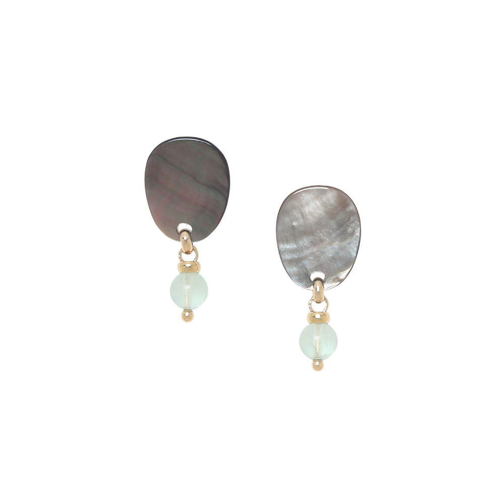 Серьги Nature Bijoux, Fluorite, с перламутром и флюоритом, NB26.1-12-90585 (серый)