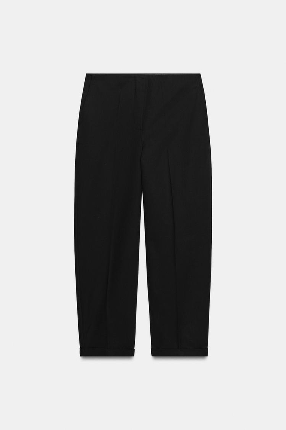 ZARA БРЮКИ С ВЫСОКОЙ ПОСАДКОЙ И СКЛАДКАМИ — ZW COLLECTION, ЧЕРНЫЙ