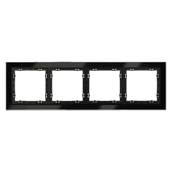Рамка стеклянная на 4 поста Voltum S70 Черный VLS110408