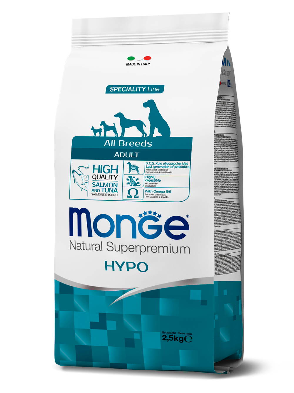 Cухой корм Monge Dog Speciality Line Hypo корм для взрослых собак, гипоаллергенный, из лосося с тунцом 2,5 кг