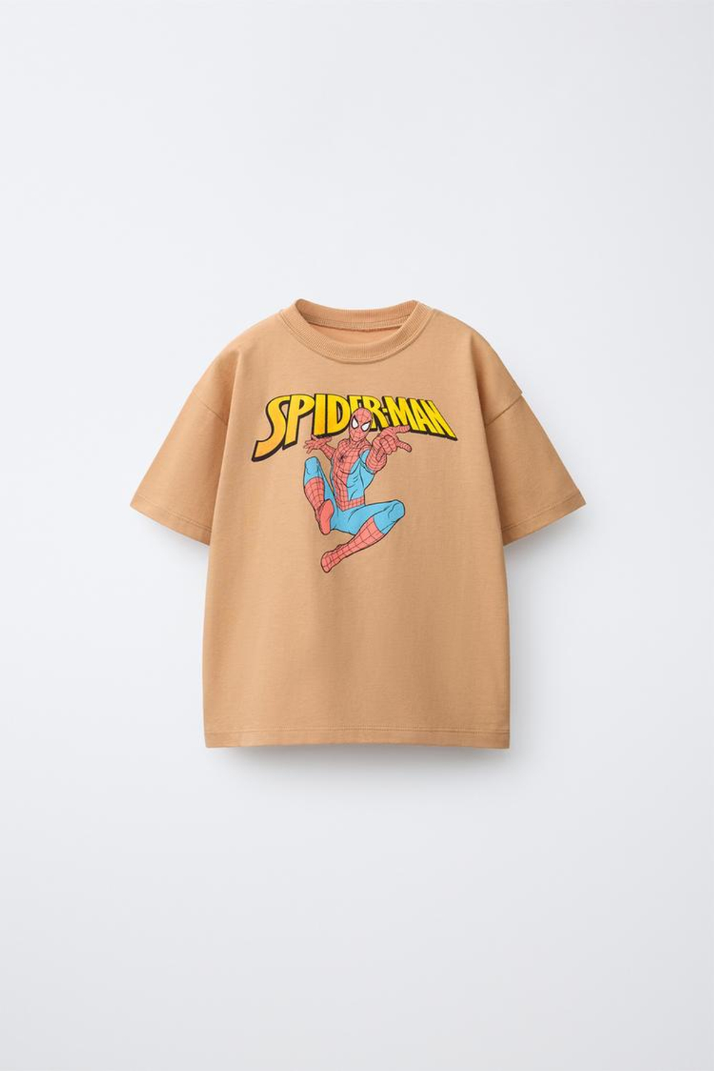 ZARA ФУТБОЛКА С ПРИНТОМ SPIDER-MAN © MARVEL, СВЕТЛО-КОРИЧНЕВЫЙ