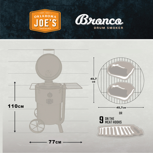 Коптильня Oklahoma Joe's DRUM BRONCO PRO Limited Edition (оранжевая)