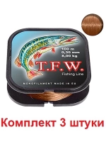 леска рыболовная T.F.W. 0,40mm 100m, 3 штуки