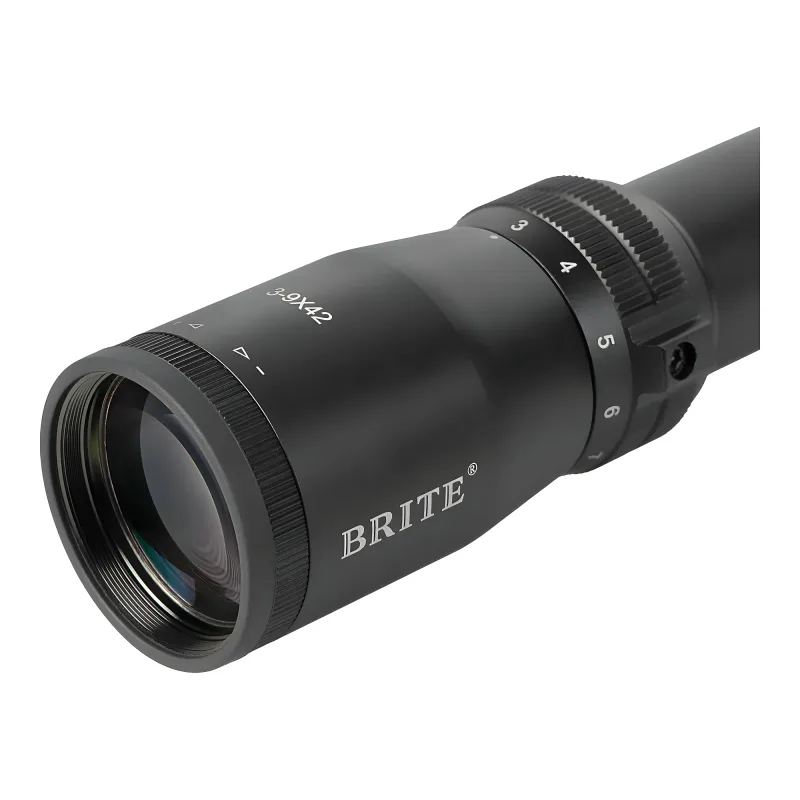 Прицел оптический BRITE WA3X 3-9X42 IR - крупный план окуляра и кольца изменения кратности