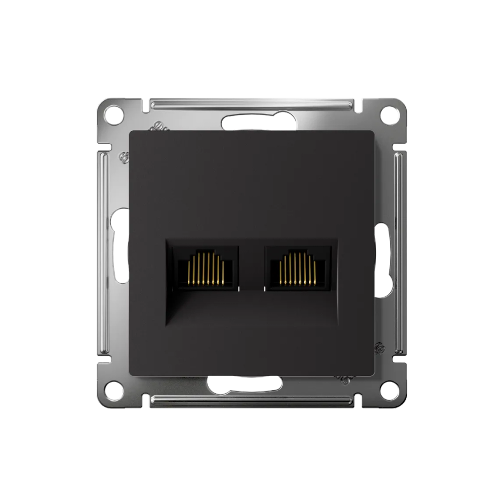 ATLASDESIGN РОЗЕТКА двойная компьютерная RJ45+RJ45 кат. 5e, механизм, КАРБОН