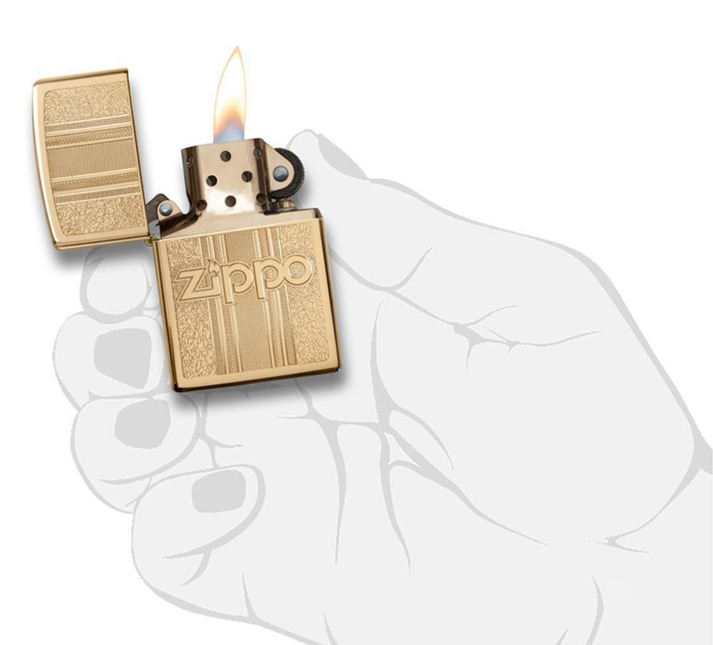 Зажигалка ZIPPO Classic с покрытием High Polish Brass и лого (29677) 2