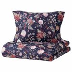 Комплект постельного белья IKEA NASSELKLOCKA (НЭССЕЛЬКЛОККА), Односпальный, Темно-синий с рисунком, 150x200, 50x80 см