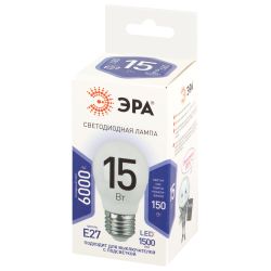 Лампа светодиодная ЭРА STD LED P45-15W-860-E27 15Вт шар холодный дневной свет Е27 | Лампы cветодиодные Шар (G/P)