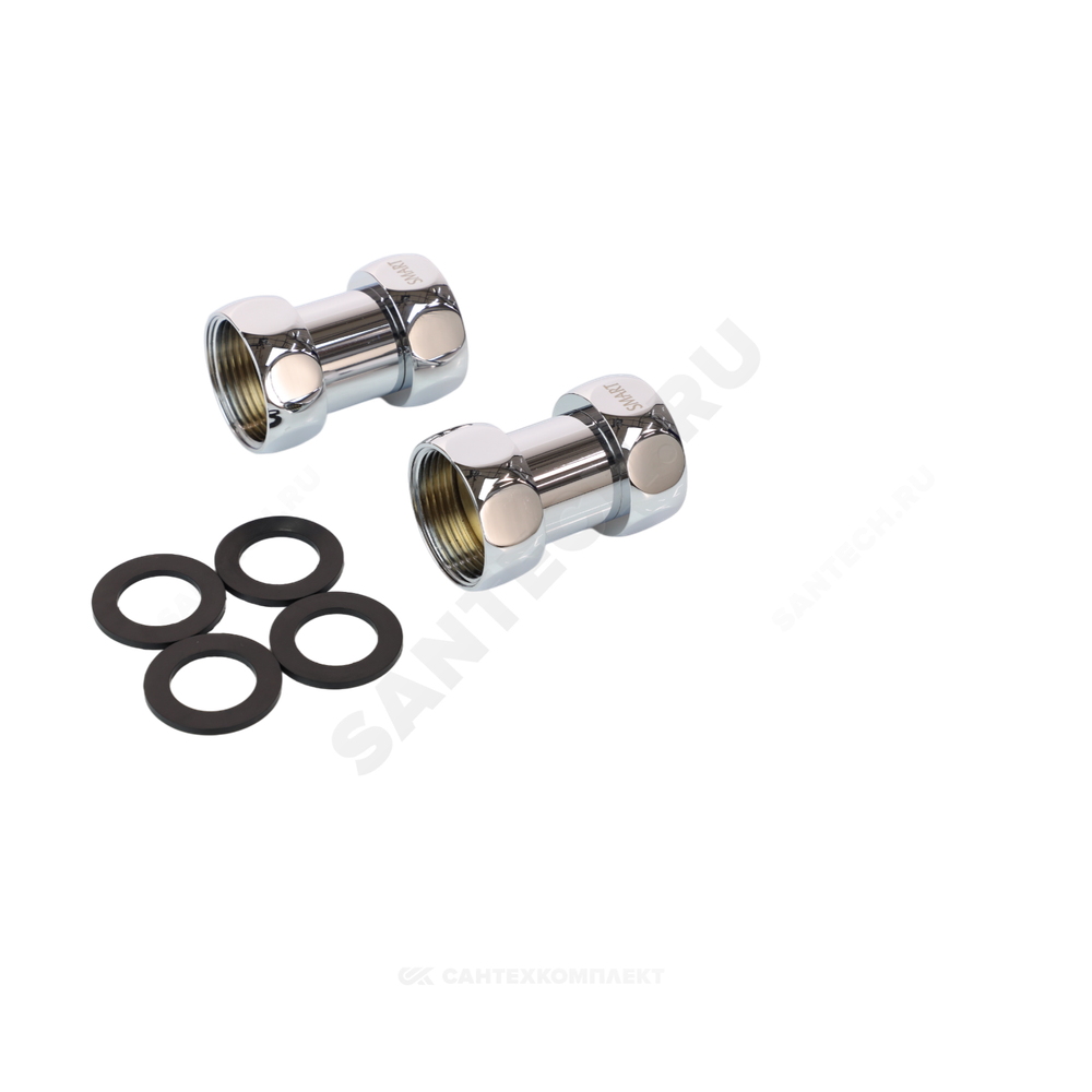 Соединитель для полотенцесушителя Ду 32 1 1/4"x1 1/4" нак/гайка прямой хром Элит-Металл SMT730SCH1212 ..