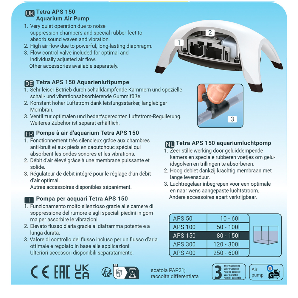 Tetra AРS 150 компрессор для аквариумов 80-150 л белый