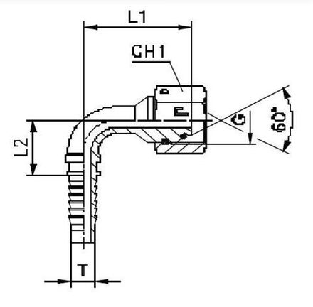 Фитинг DN 12 BSP (Г) 1/2 (90) (o-ring)