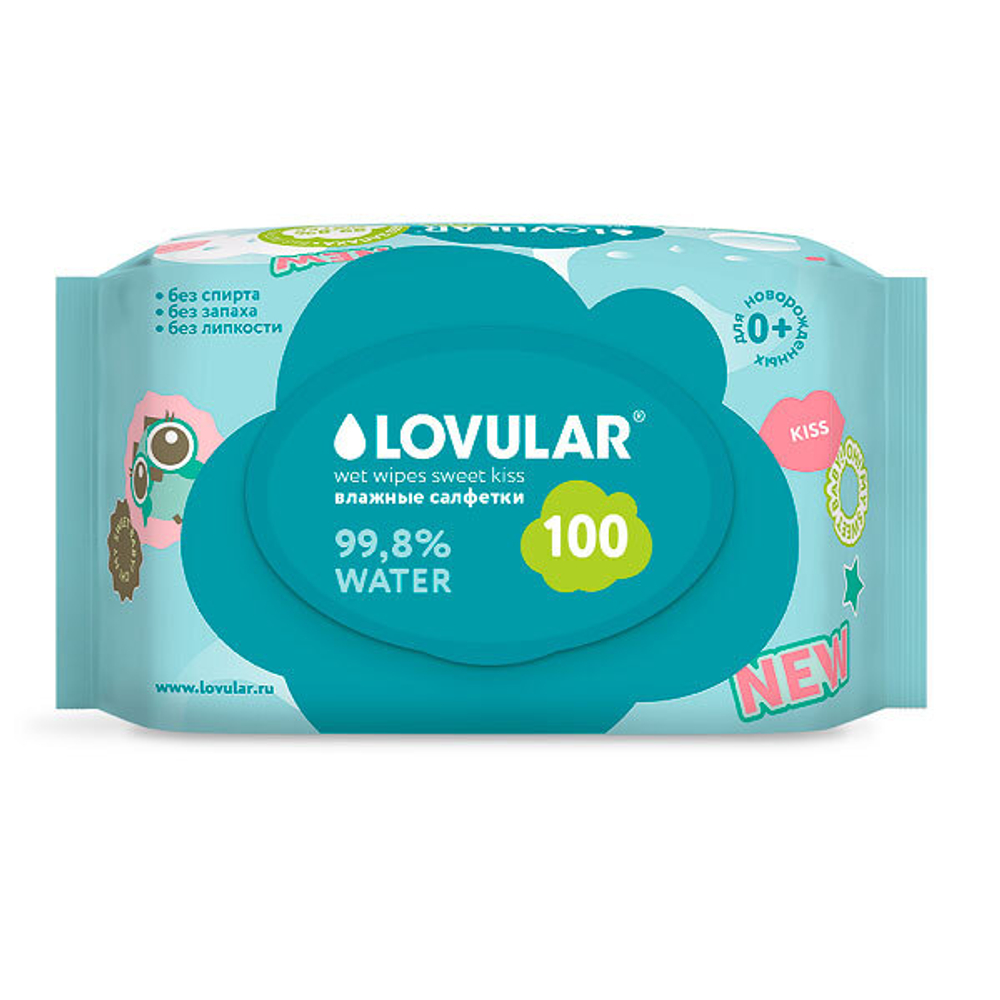 Салфетки влажные с клапаном Lovular 100 шт