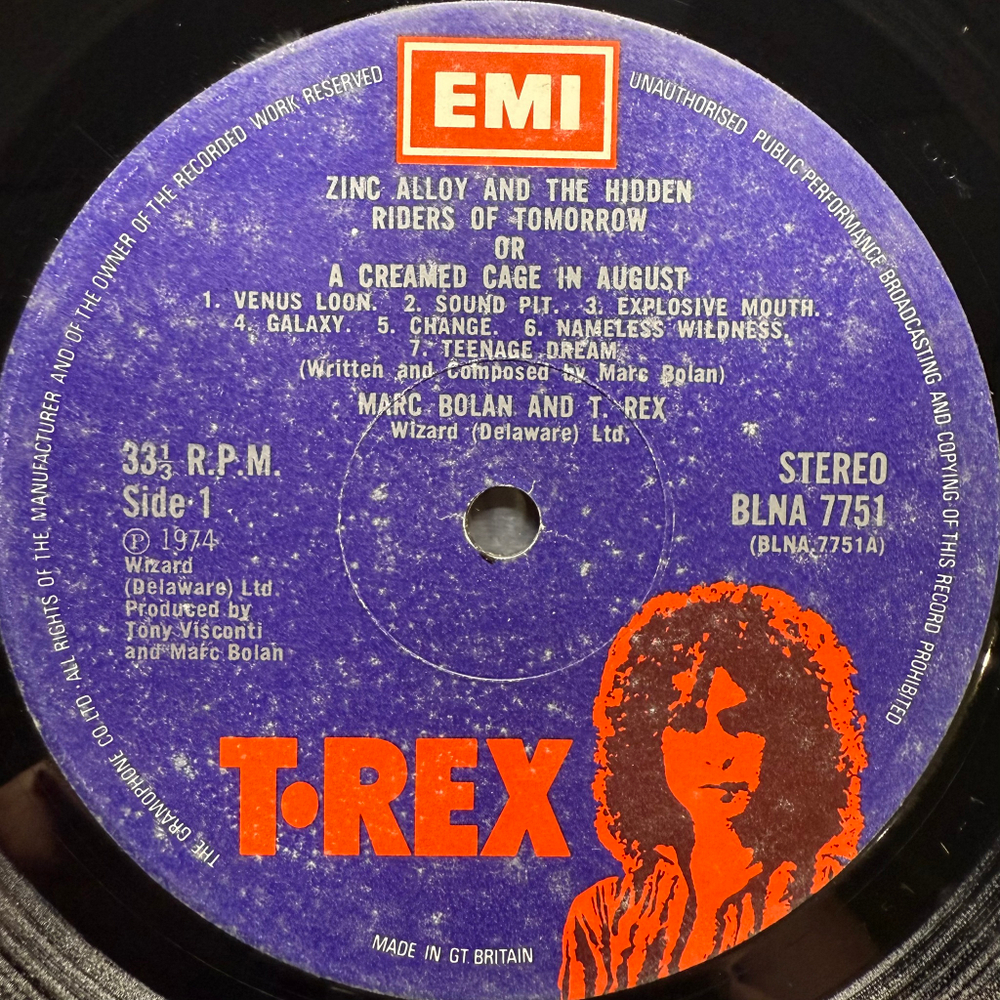 Marc Bolan & T•Rex - Zinc Alloy And The Hidden Riders Of Tomorrow - A Creamed Cage In August (Англия 1974г.)