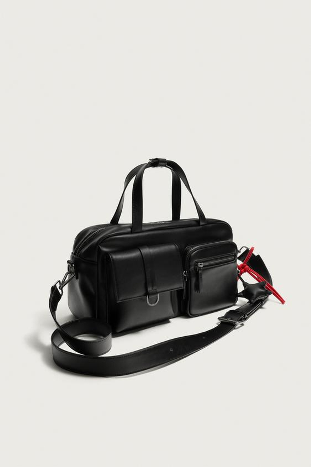 ZARA СУМКА ЧЕРЕЗ ПЛЕЧО С МНОЖЕСТВОМ КАРМАНОВ, ЧЕРНЫЙ