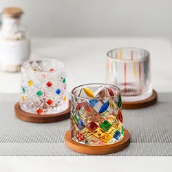 Стакан Олд Фэшн 290 мл Mosaic Square крутящийся на дерев. подставке d 8,8/8 см h8,1 см Barbossa [1]