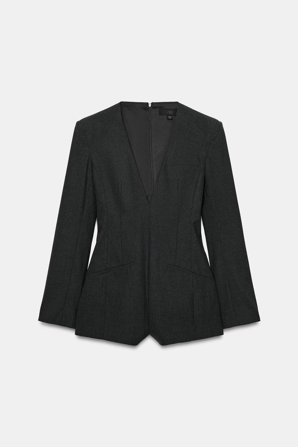 ZARA КОРОТКИЙ КОМБИНЕЗОН С ПОДПЛЕЧНИКАМИ, ТЕМНО-СЕРЫЙ