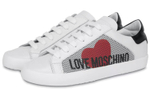 LOVE MOSCHINO Leather Stylish Skateboarding Shoes Women"s White Red