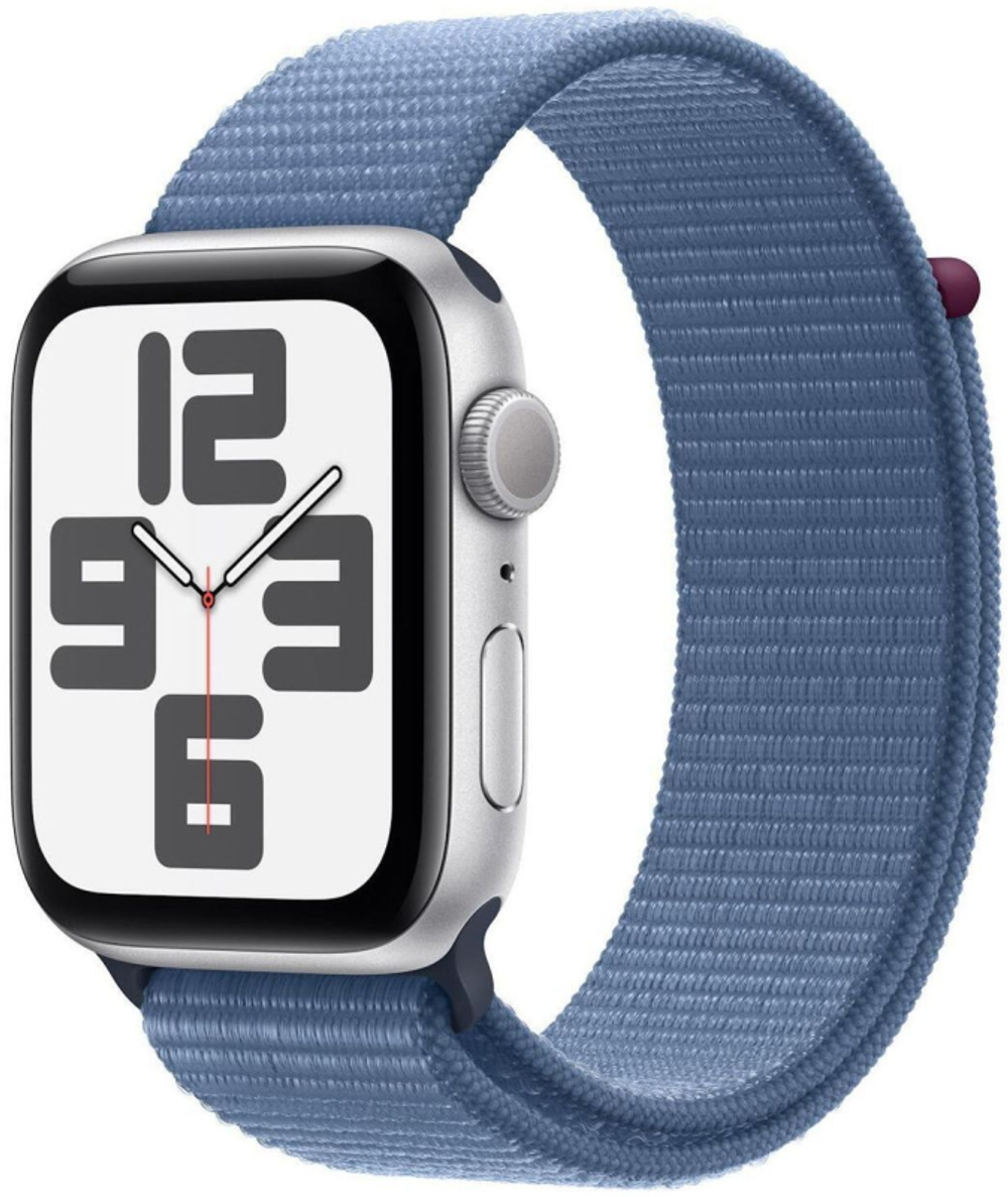 Apple Watch SE 2 (2024), 40 мм, Умные часы Корпус из алюминия цвета Серебро, Sport Loop Ледяной синий (MRE33)