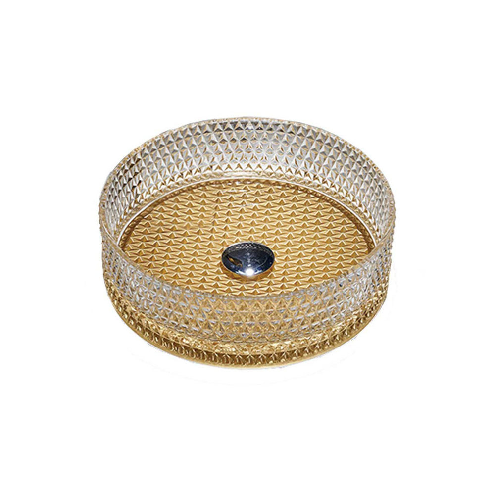 Раковина стеклянная Vincea VBS-5GL04, 400*400*125, накладная, цвет прозрачный/золото, , шт