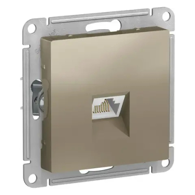 ATLASDESIGN РОЗЕТКА компьютерная RJ45 кат. 6A, механизм, ШАМПАНЬ