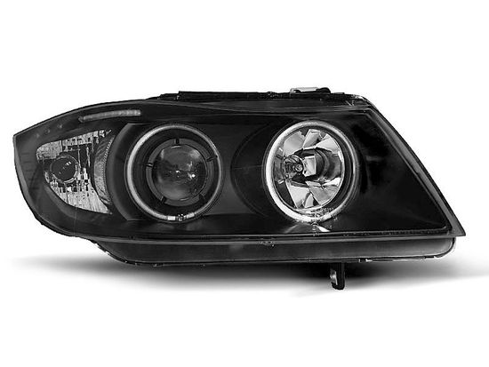 Передние фары Bmw 3 E90/E91 angel eyes ccfl black