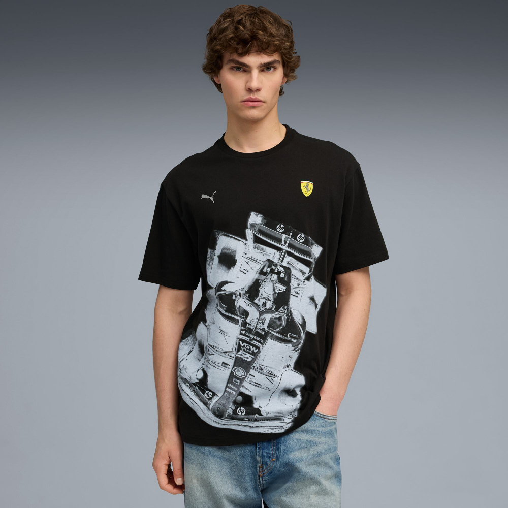 PUMA X SCUDERIA FERRARI МУЖСКАЯ ФУТБОЛКА PREMIUM, ЧЕРНЫЙ