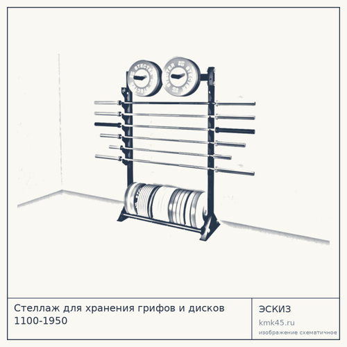 Стеллаж для хранения грифов и дисков 1100-1950