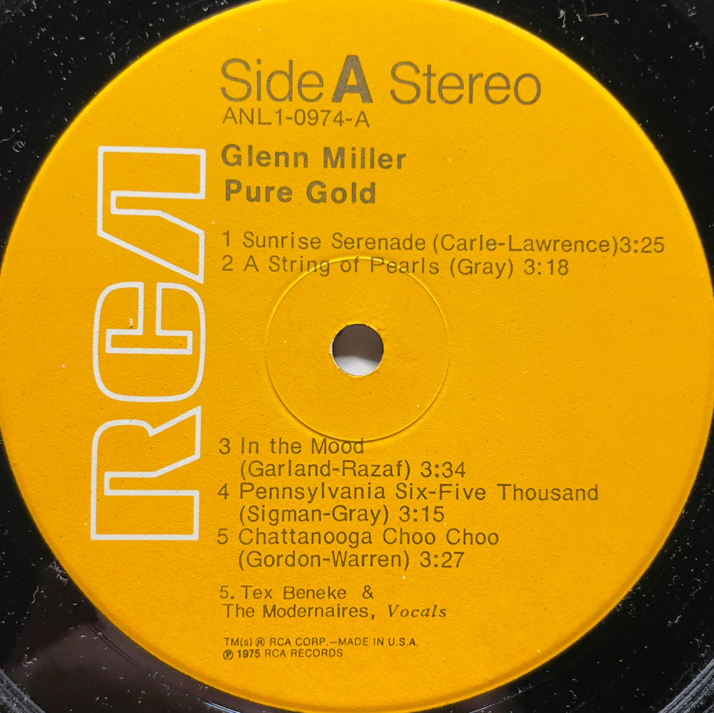 Glenn Miller ‎– Pure Gold (США 1975г.)