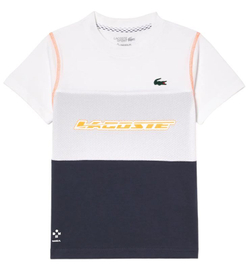 Футболка для мальчика теннисная Lacoste Tennis x Daniil Medvedev Jersey T-Shirt -white/blue/orange