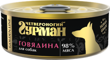 Четвероногий гурман Golden Line консервы для собак с говядиной в желе, 100 г,