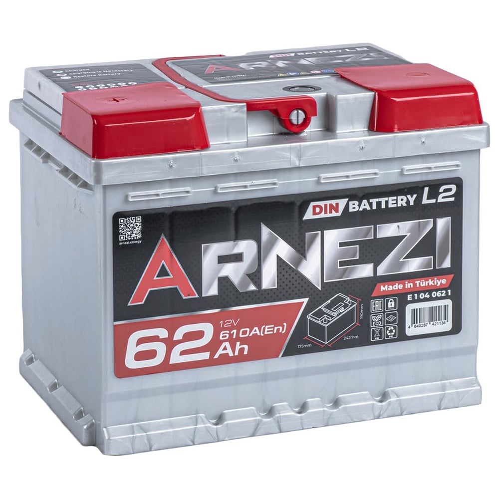 Аккумулятор ARNEZI DIN SMF 62 А/ч прямой L+ 242x175x190 L2 EN 610 А