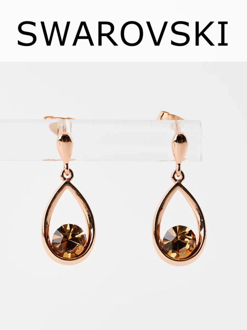 Серьги-капли Белла с кристаллами Swarovski шампань