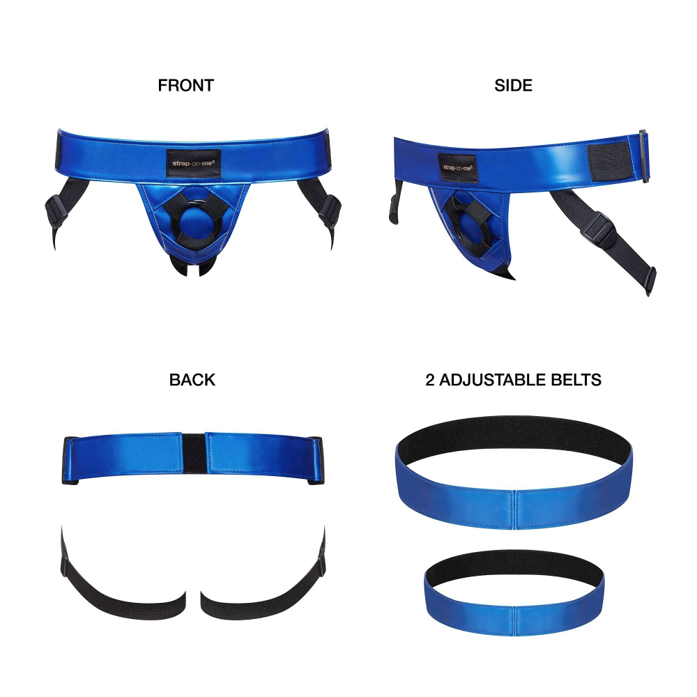 Синий пояс для страпона Strap-On-Me Harness Curious (Цвет: голубой)