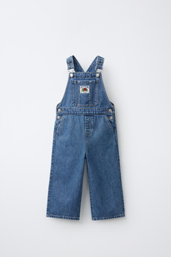 ZARA - FRUIT OF THE LOOM™ ДЖИНСОВЫЙ КОМБИНЕЗОН, ЛИНЯЛЫЙ СИНИЙ