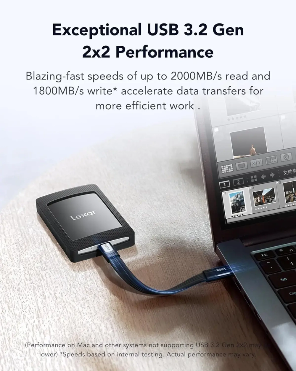 Внешний накопитель Lexar SL500 Portable SSD Magnetic Set 4TB, USB 3.2 Gen 2x2, R/W 2000/1800 МБ/с