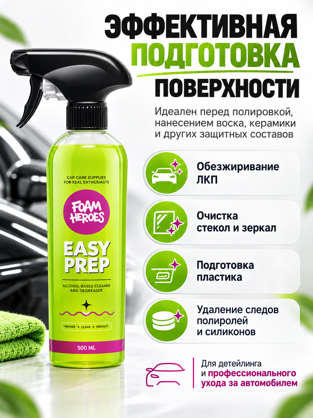 Foam Heroes Easy Prep очиститель-обезжириватель на спиртовой основе, 500мл