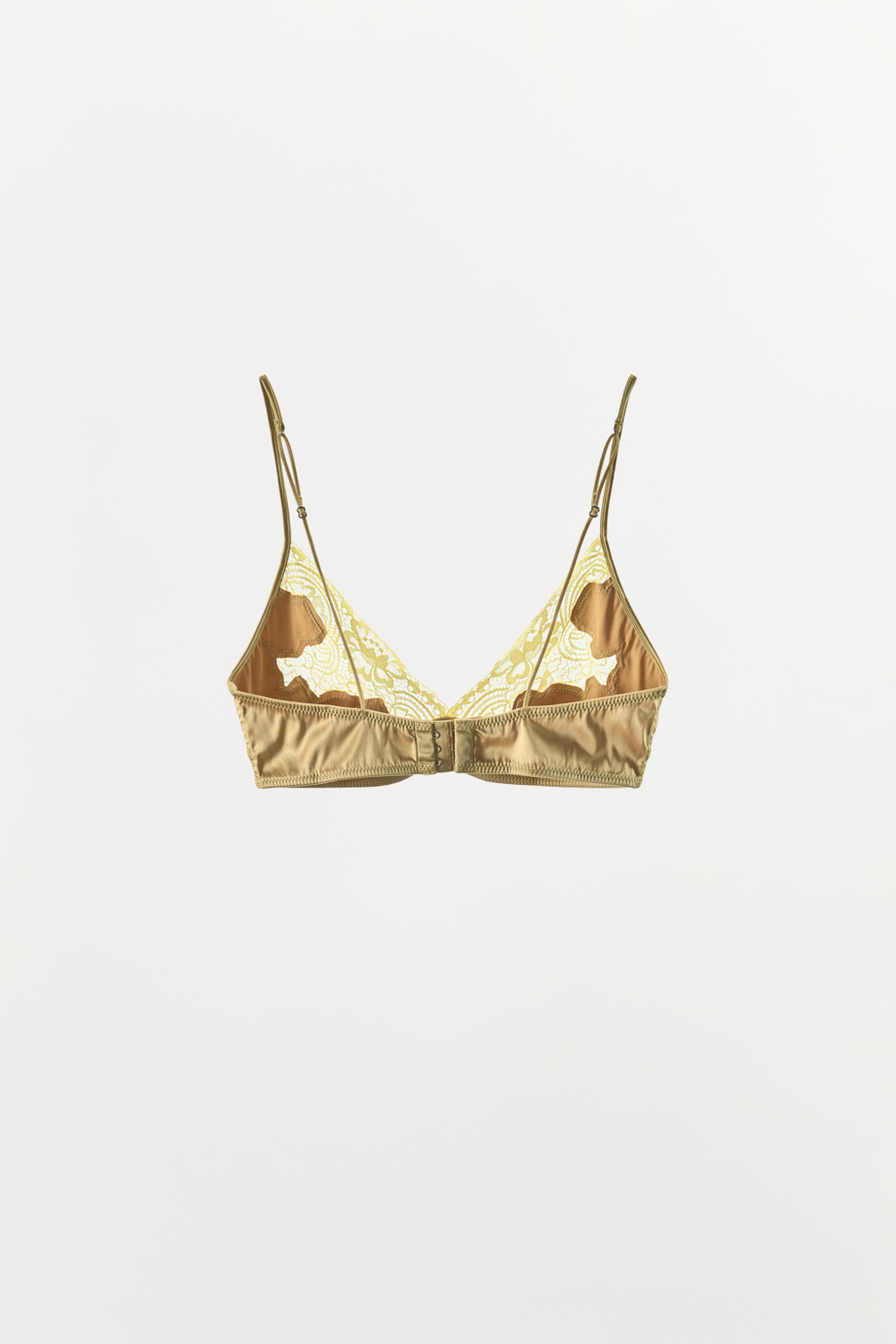 АТЛАСНЫЙ БЮСТГАЛЬТЕР С ТРЕУГОЛЬНЫМИ ЧАШКАМИ И КРУЖЕВОМ — ZARA