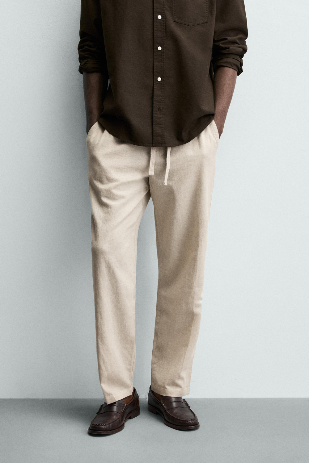 БРЮКИ RELAXED FIT ИЗ ХЛОПКА И ЛЬНА — ZARA · 4470/460