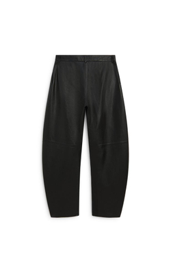 Massimo Dutti Брюки Barrel Fit из натуральной кожи наппа - Limited Edition, черный