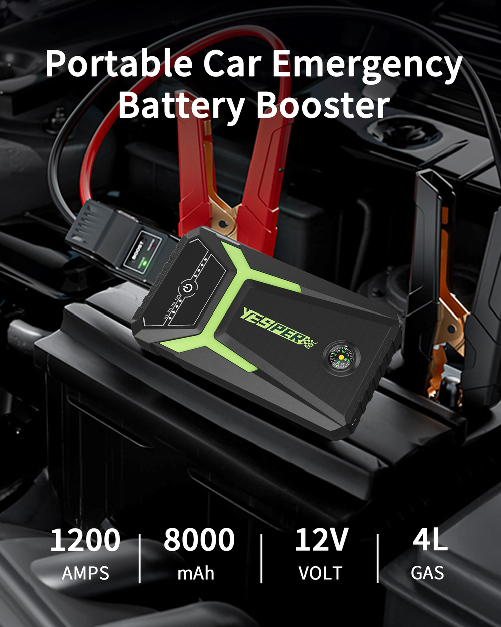 Устройство пусковое портативное бустер 8000 mAh 29.6 Wh 1500A Model: Armor mini 3