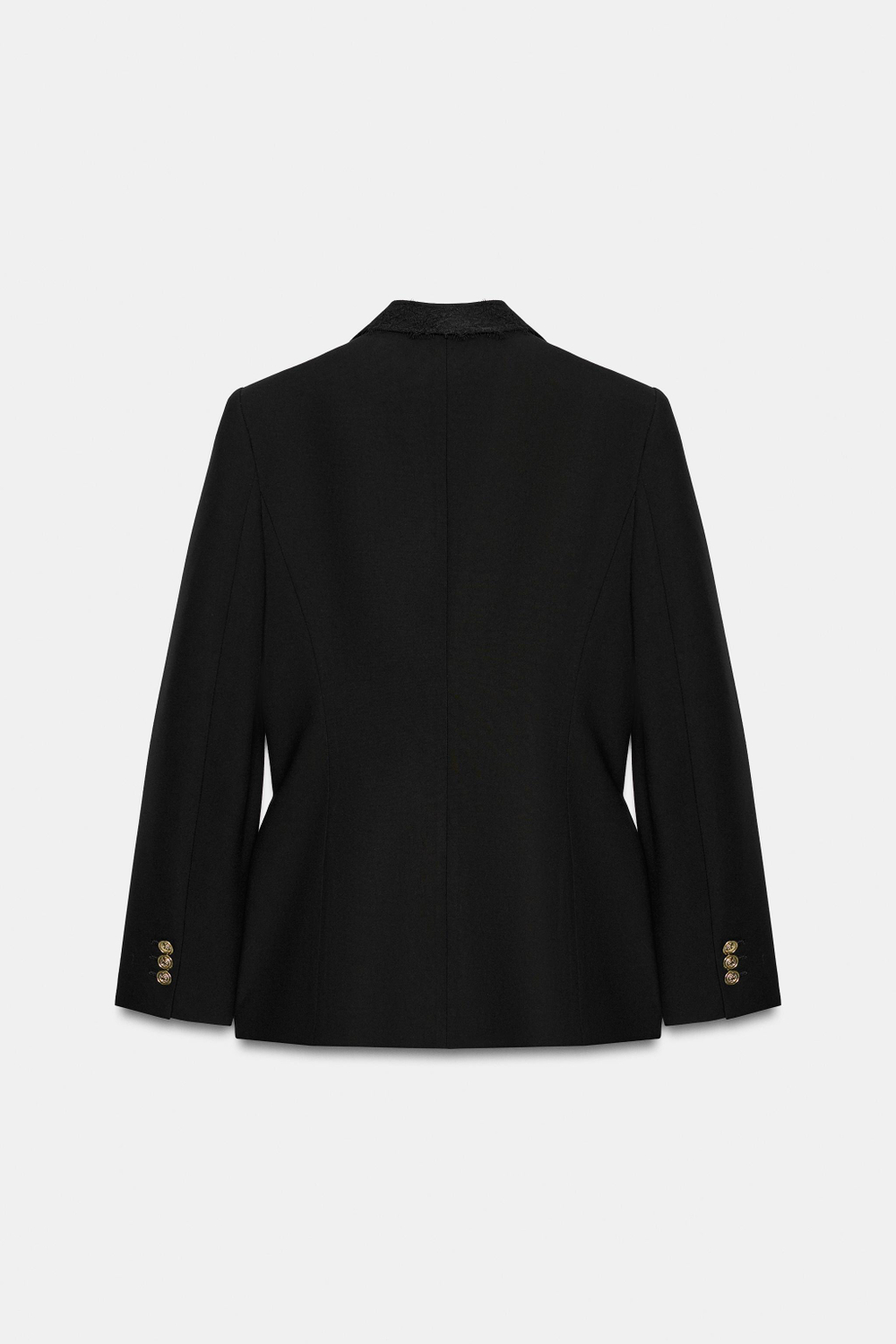 ZARA ДВУБОРТНЫЙ БЛЕЙЗЕР С КРУЖЕВОМ, ЧЕРНЫЙ